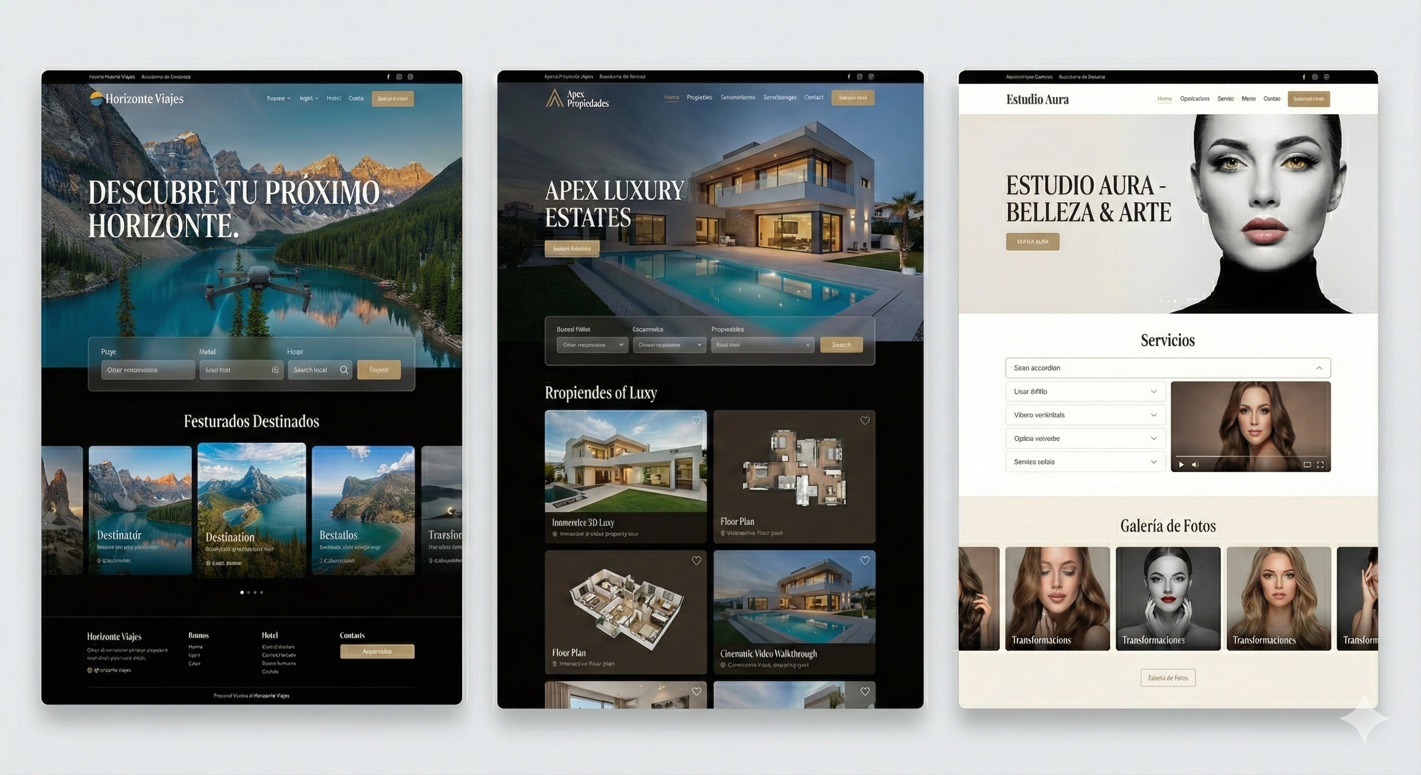 Vista previa de páginas web corporativas